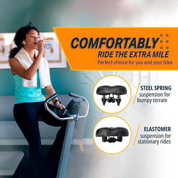 Bikeroo Extra Wide Replacement Saddle Seat Bike Indoor Outdoor Bicycles w Cover - Picture 4 of 13